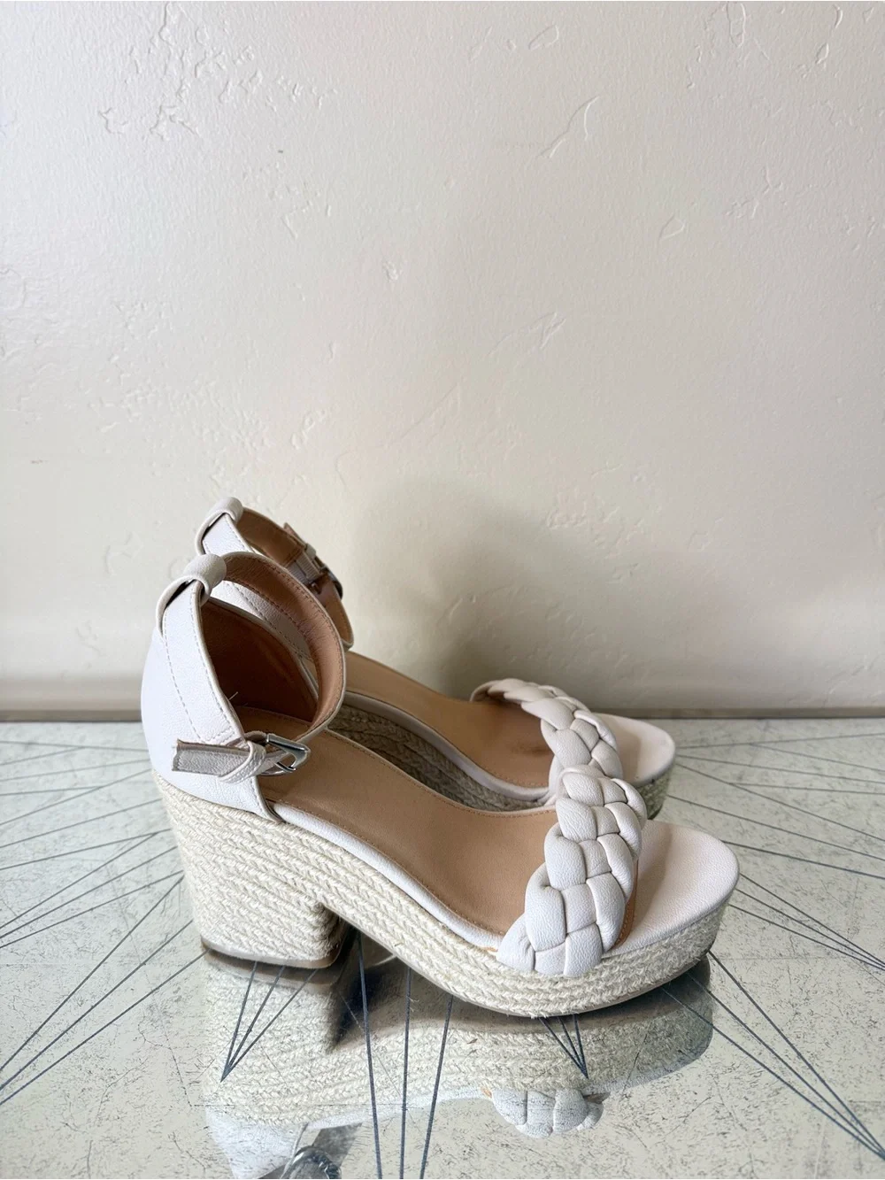 Oasis Society Braided Cream Espadrille Wedge Sandals 10 NWOT